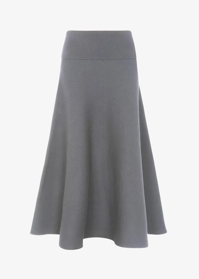 Women Gabrielle Knit Midi Skirt 8211 Dark Grey The Frankie Shop Bottoms