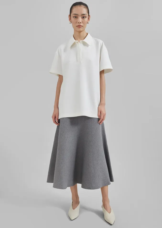 Women Gabrielle Knit Midi Skirt 8211 Dark Grey The Frankie Shop Bottoms