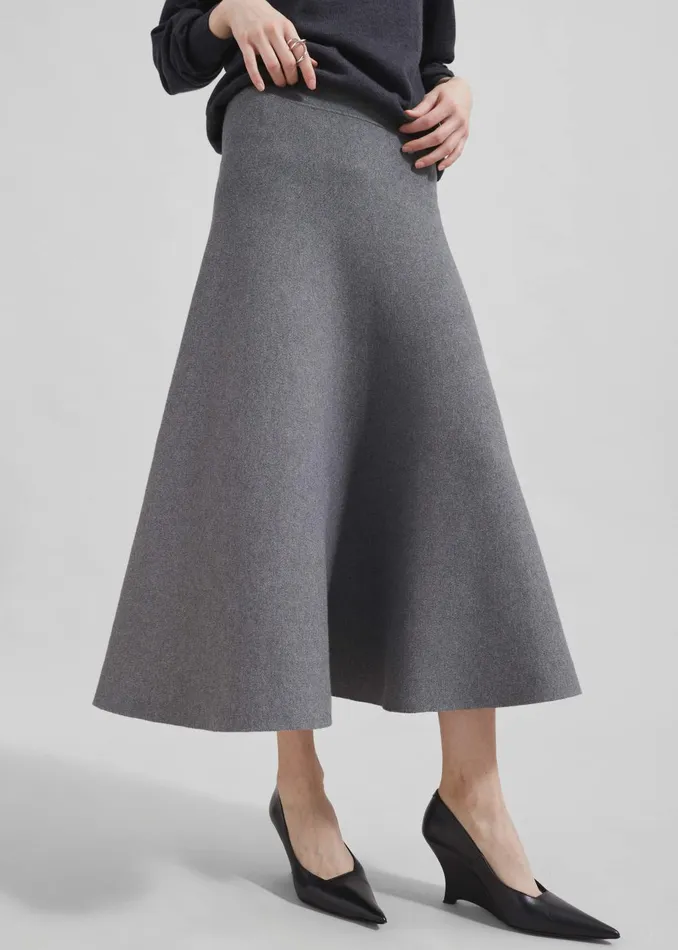 Women Gabrielle Knit Midi Skirt 8211 Dark Grey The Frankie Shop Bottoms