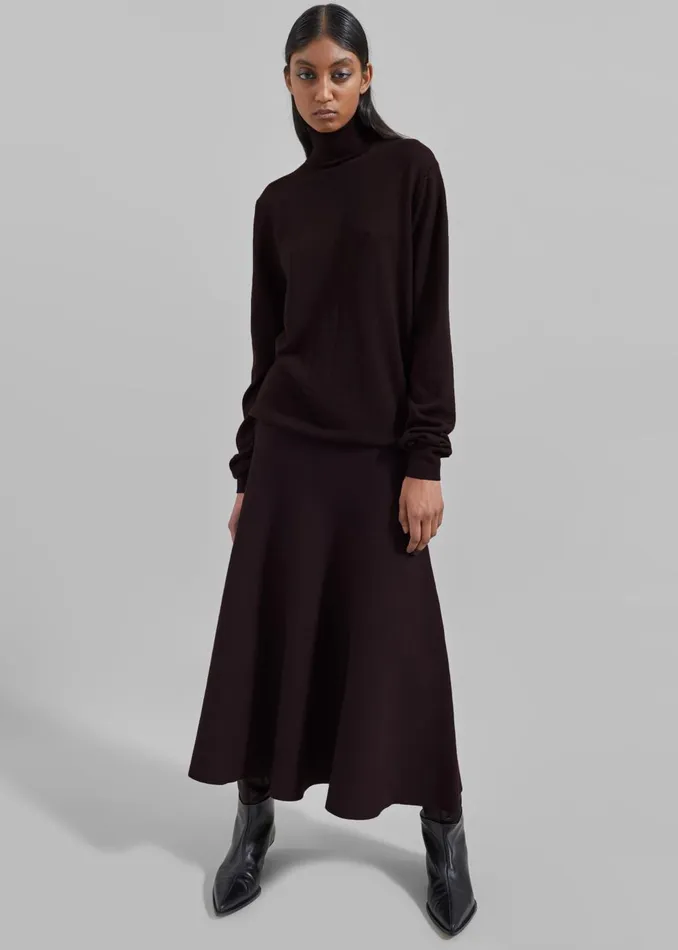 Women Gabrielle Knit Midi Skirt 8211 Dark Plum The Frankie Shop Bottoms