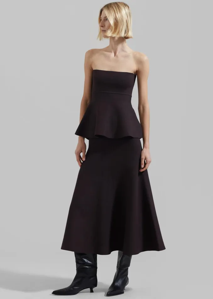 Women Gabrielle Knit Midi Skirt 8211 Dark Plum The Frankie Shop Bottoms