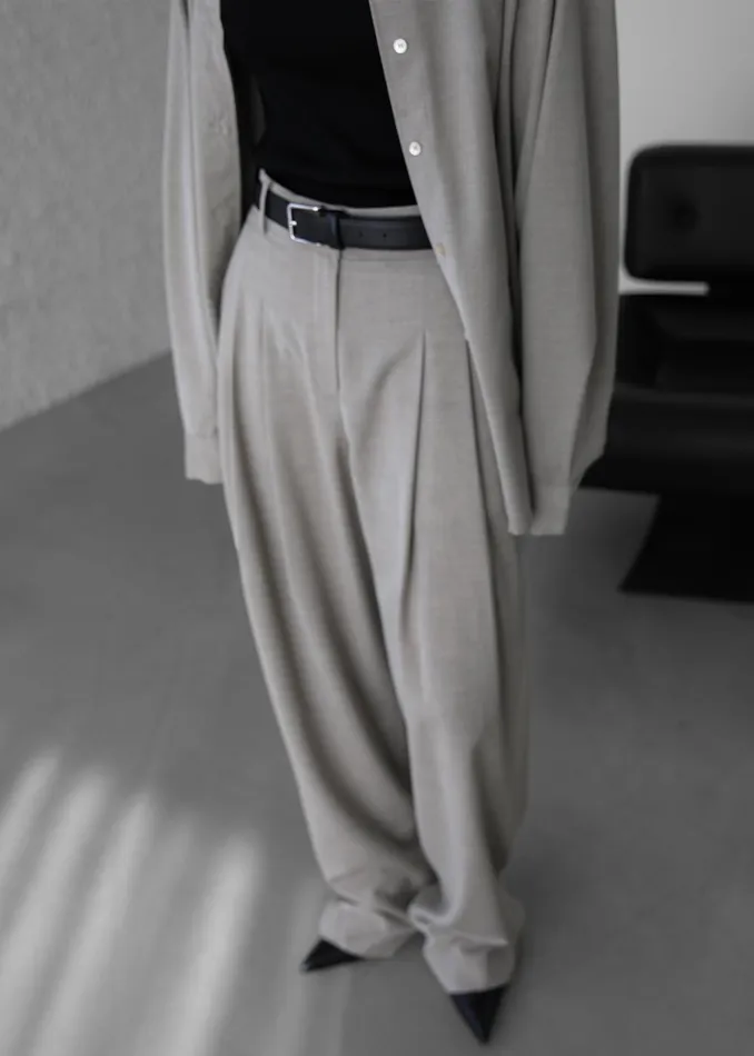 Women Gelso Pleated Trousers 8211 Light Taupe Melange The Frankie Shop Bottoms