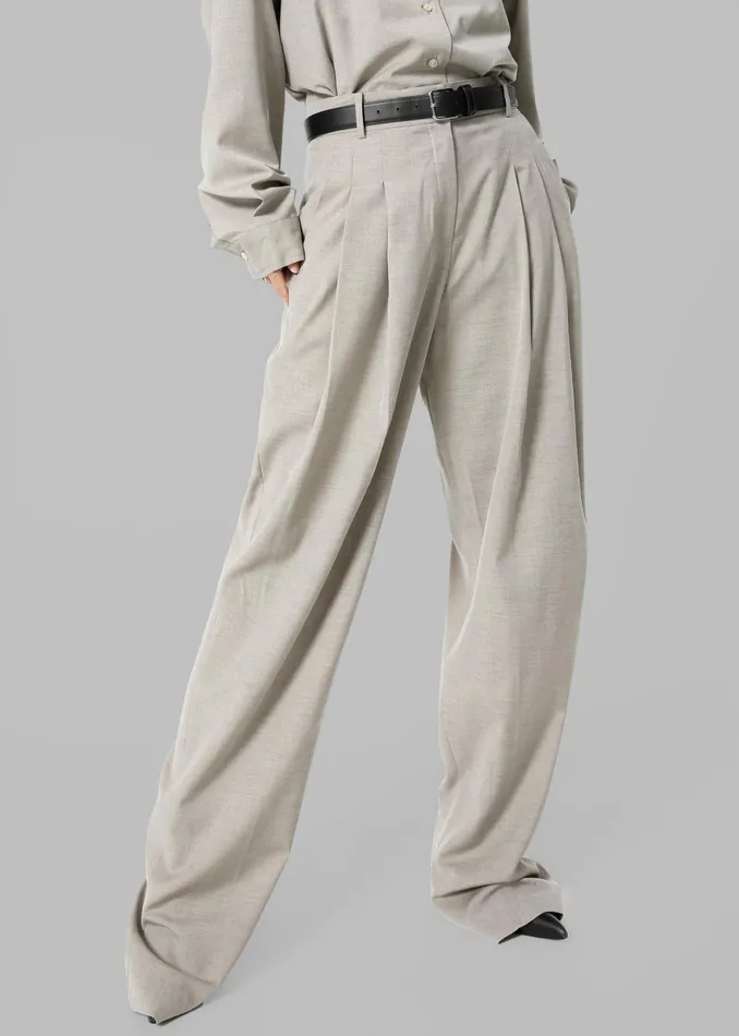 Women Gelso Pleated Trousers 8211 Light Taupe Melange The Frankie Shop Bottoms