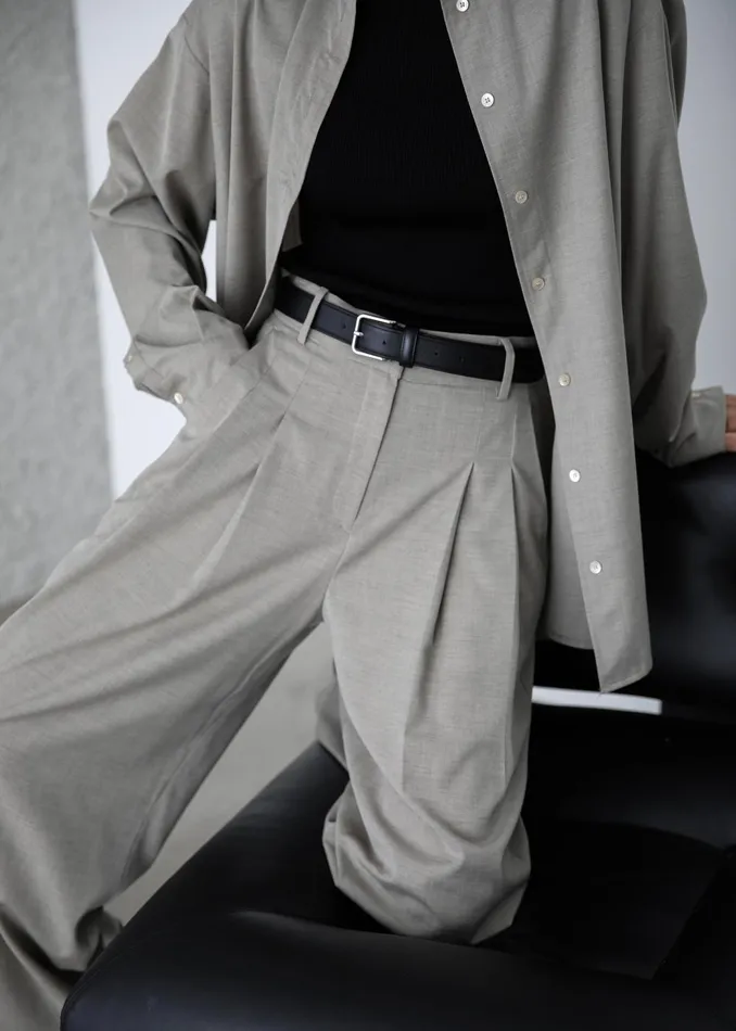 Women Gelso Pleated Trousers 8211 Light Taupe Melange The Frankie Shop Bottoms