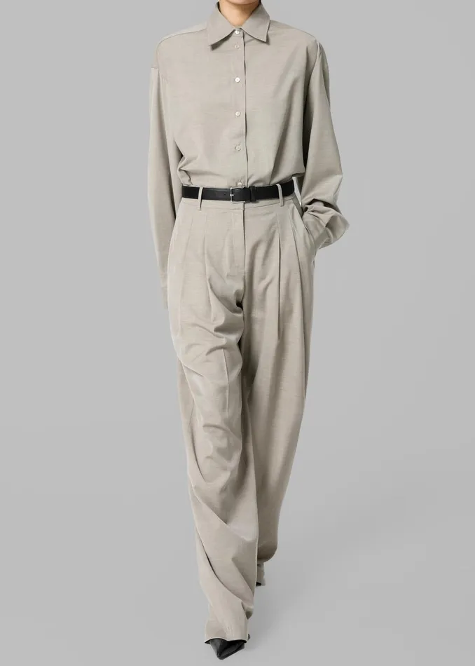 Women Gelso Pleated Trousers 8211 Light Taupe Melange The Frankie Shop Bottoms