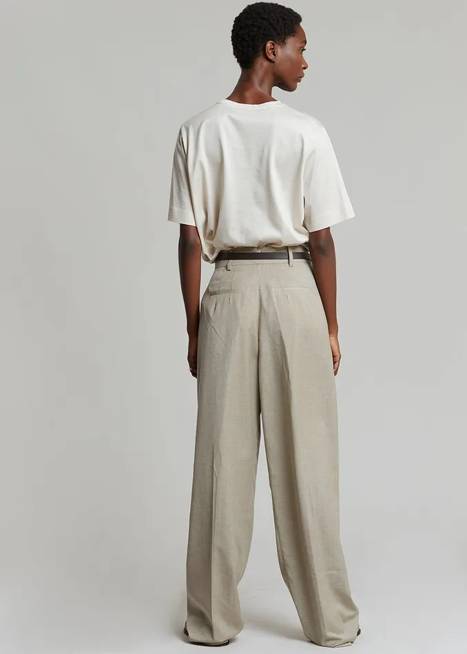 Women Gelso Pleated Trousers 8211 Light Taupe Melange The Frankie Shop Bottoms