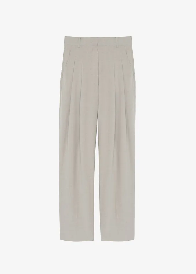 Women Gelso Pleated Trousers 8211 Light Taupe Melange The Frankie Shop Bottoms