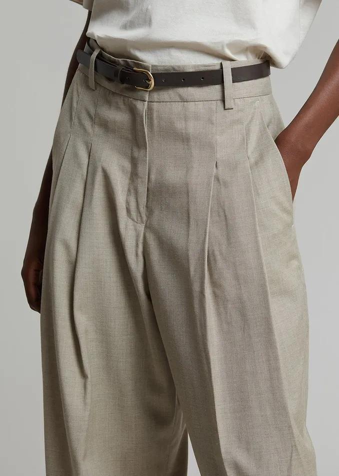 Women Gelso Pleated Trousers 8211 Light Taupe Melange The Frankie Shop Bottoms