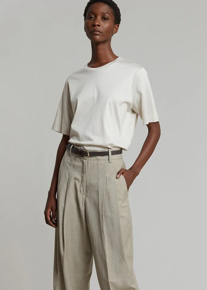 Women Gelso Pleated Trousers 8211 Light Taupe Melange The Frankie Shop Bottoms