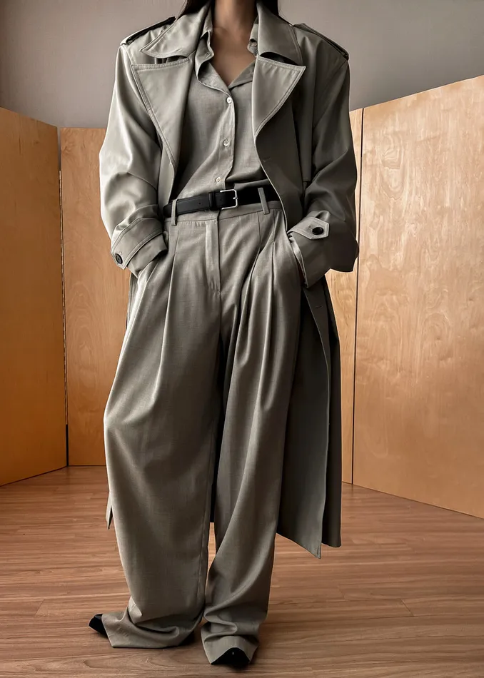 Women Gelso Pleated Trousers 8211 Light Taupe Melange The Frankie Shop Bottoms