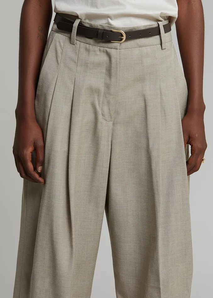 Women Gelso Pleated Trousers 8211 Light Taupe Melange The Frankie Shop Bottoms