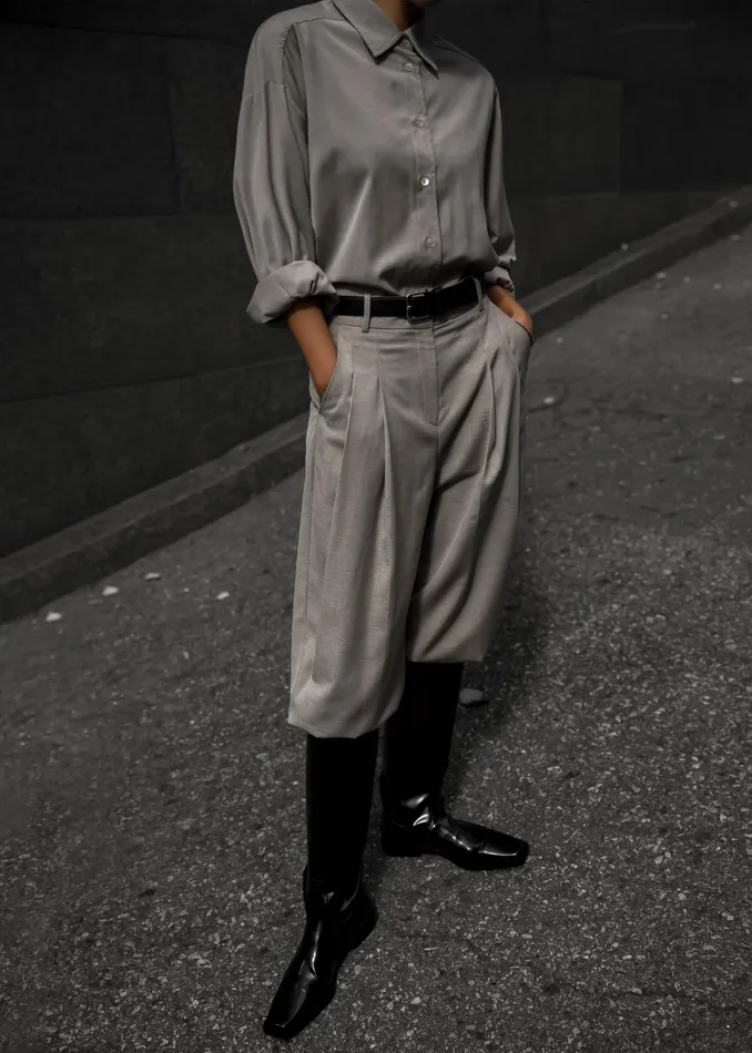 Women Gelso Pleated Trousers 8211 Light Taupe Melange The Frankie Shop Bottoms