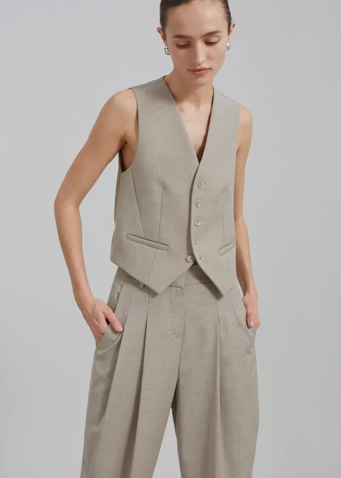 Women Gelso Waistcoat 8211 Light Taupe Melange The Frankie Shop Outerwear