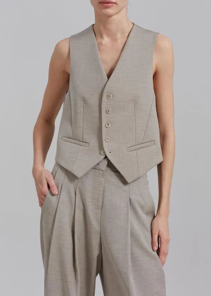Women Gelso Waistcoat 8211 Light Taupe Melange The Frankie Shop Outerwear