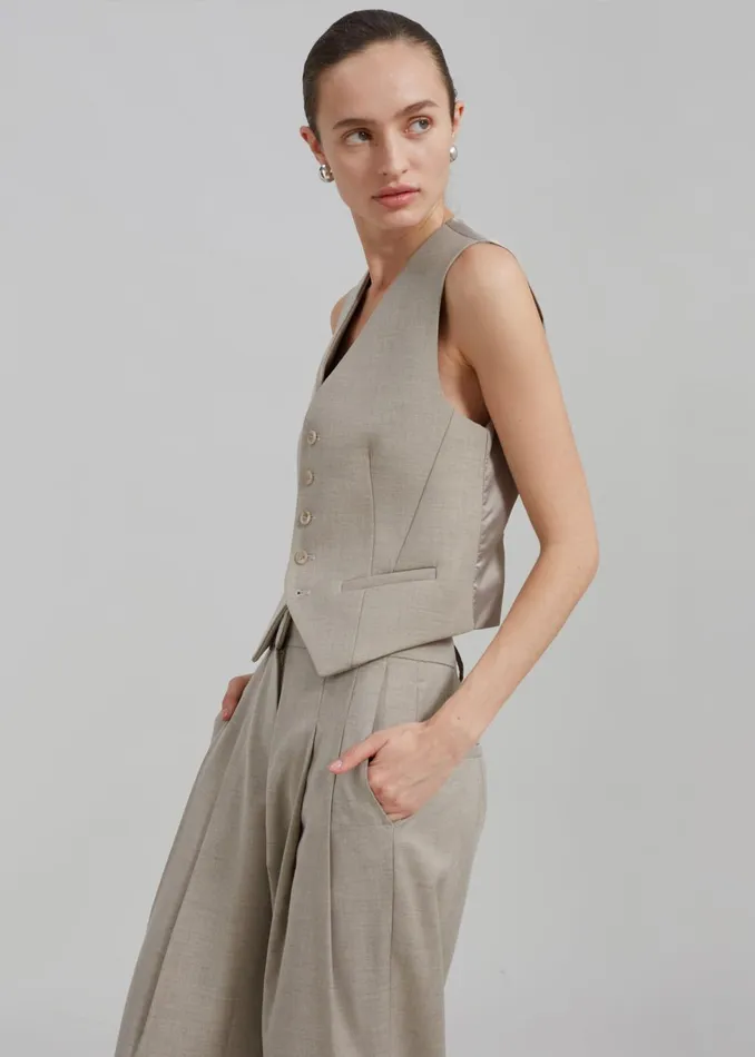 Women Gelso Waistcoat 8211 Light Taupe Melange The Frankie Shop Outerwear