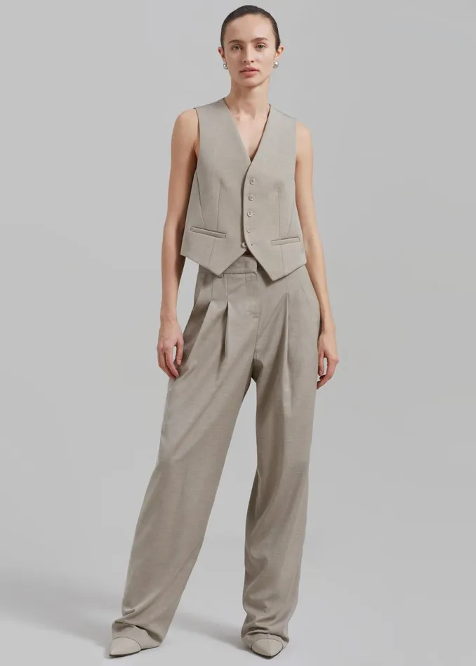 Women Gelso Waistcoat 8211 Light Taupe Melange The Frankie Shop Outerwear