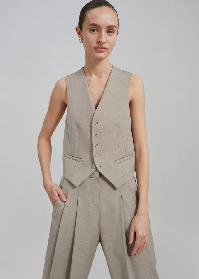 Women Gelso Waistcoat 8211 Light Taupe Melange The Frankie Shop Outerwear
