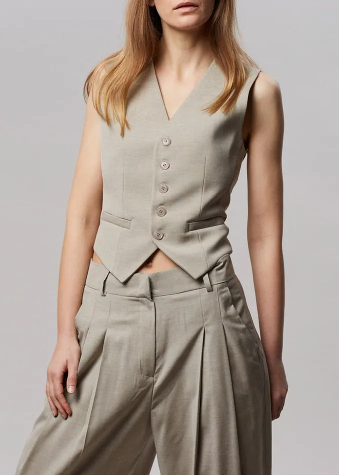 Women Gelso Waistcoat 8211 Light Taupe Melange The Frankie Shop Outerwear