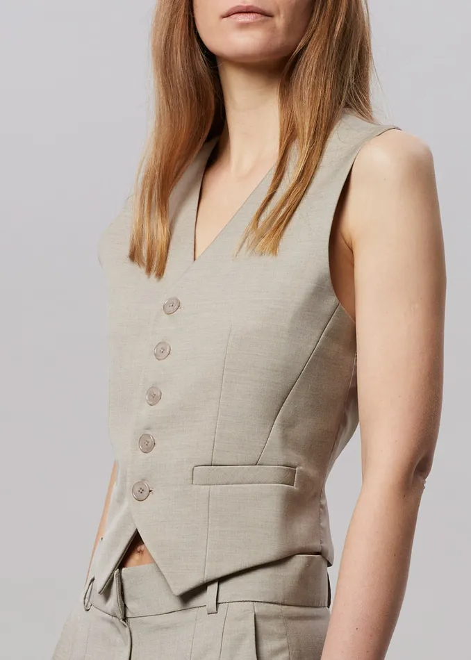 Women Gelso Waistcoat 8211 Light Taupe Melange The Frankie Shop Outerwear