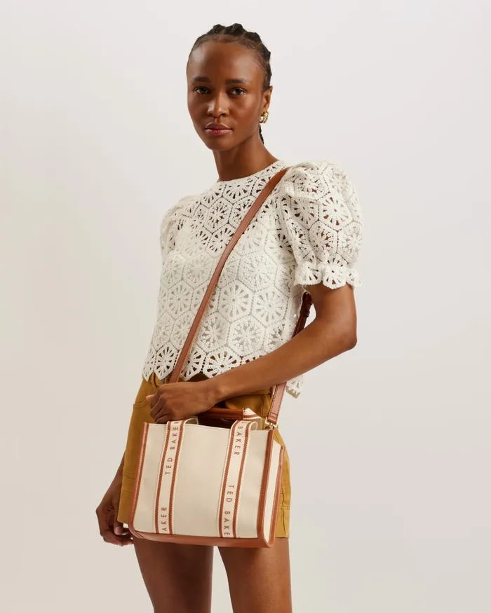 Women GEORJEA 8211 Small Canvas Webbing Tote Bag Natural Ted Baker Tote Bags Women GEORJEA 8211 Small Canvas Webbing Tote Bag Natural Ted Baker Tote Bags