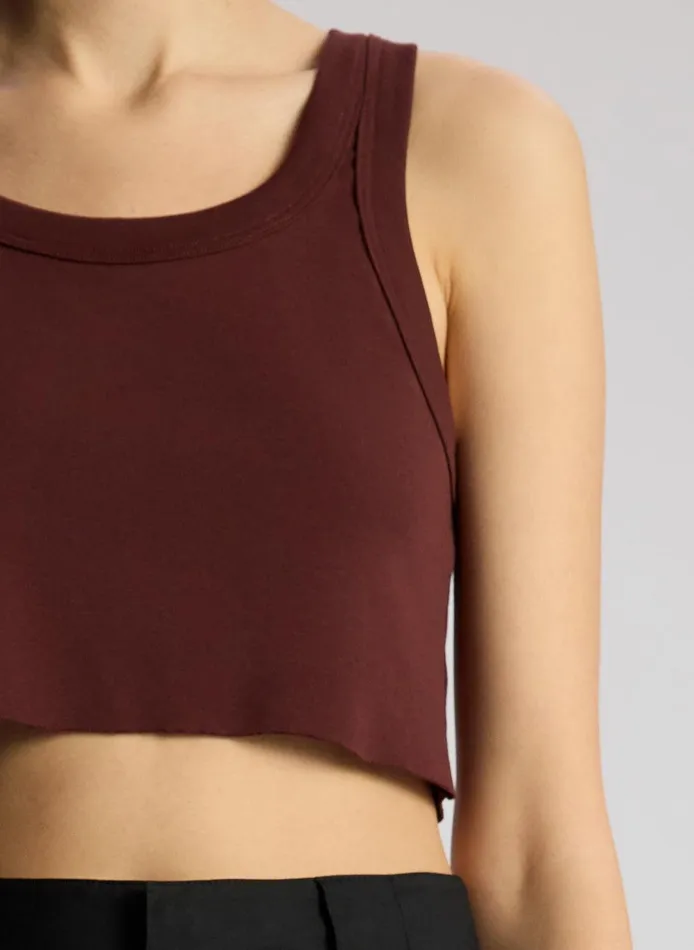 Women Halsey Cropped Cotton Rib Tank Carob ALC Tees and Tanks