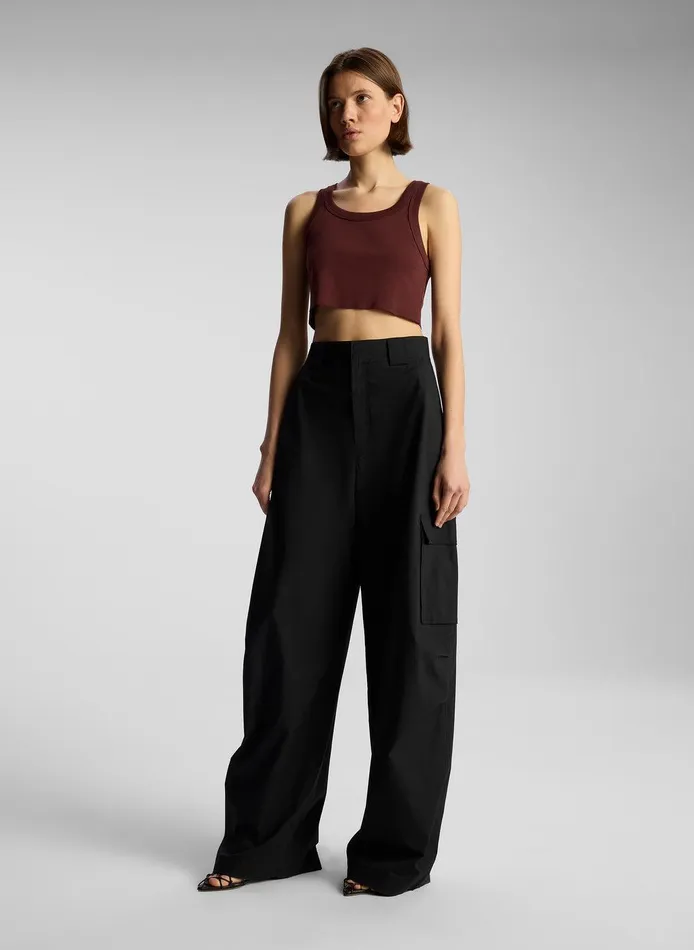 Women Halsey Cropped Cotton Rib Tank Carob ALC Tees and Tanks