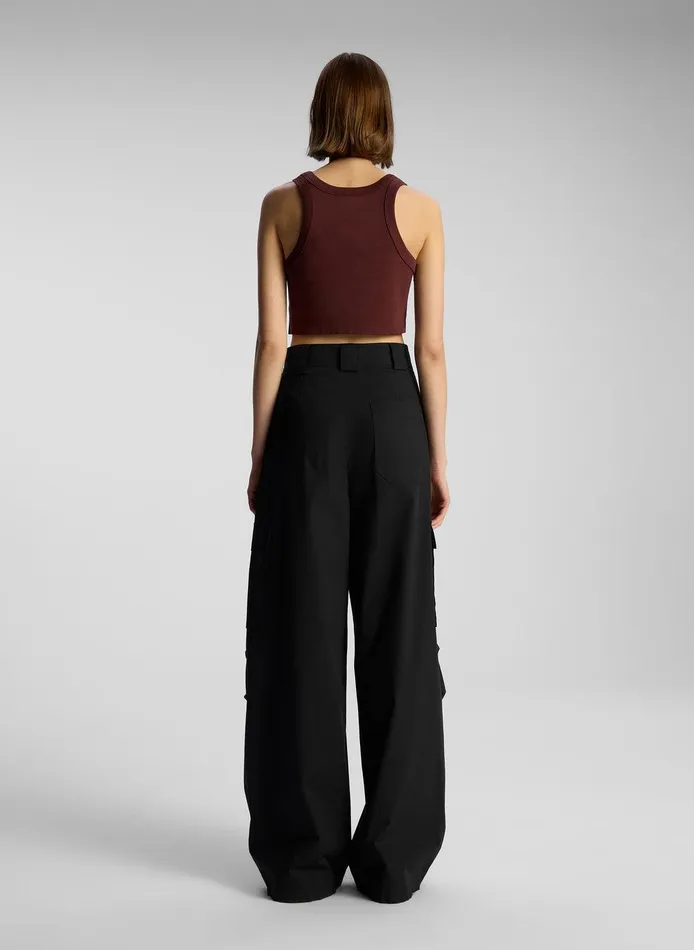 Women Halsey Cropped Cotton Rib Tank Carob ALC Tees and Tanks
