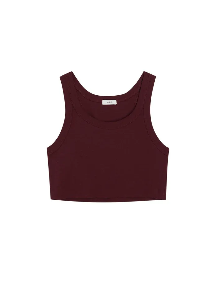Women Halsey Cropped Cotton Rib Tank Carob ALC Tees and Tanks