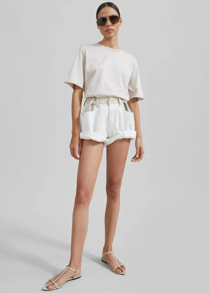 Women Hayla Contrast Denim Shorts 8211 Off WhiteBeige The Frankie Shop Bottoms