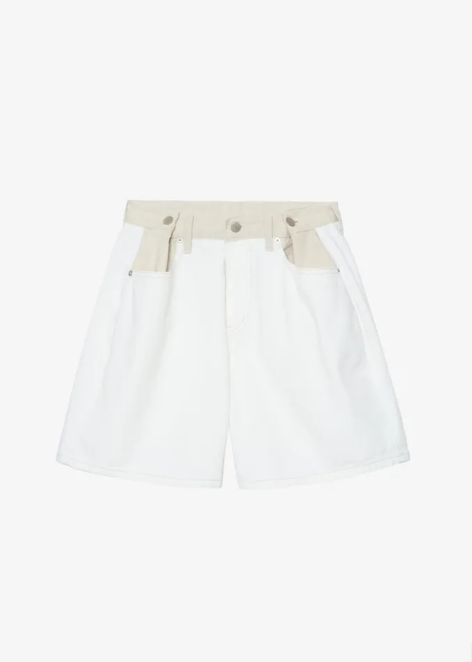 Women Hayla Contrast Denim Shorts 8211 Off WhiteBeige The Frankie Shop Bottoms