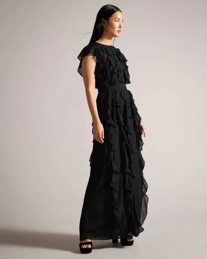 Women HAZZIE 8211 Short Sleeve Ruffled Maxi Dress Black Ted Baker Dresses Women HAZZIE 8211 Short Sleeve Ruffled Maxi Dress Black Ted Baker Dresses