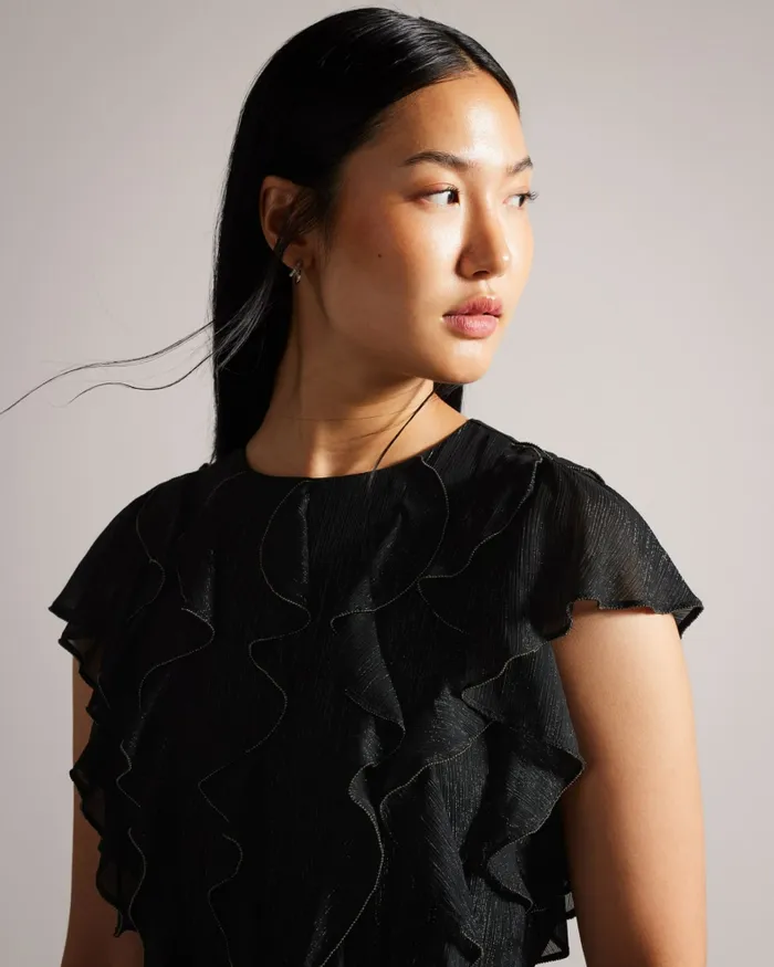 Women HAZZIE 8211 Short Sleeve Ruffled Maxi Dress Black Ted Baker Dresses Women HAZZIE 8211 Short Sleeve Ruffled Maxi Dress Black Ted Baker Dresses