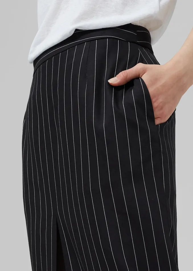 Women Holland Midi Slit Skirt 8211 BlackWhite Pinstripe The Frankie Shop Bottoms