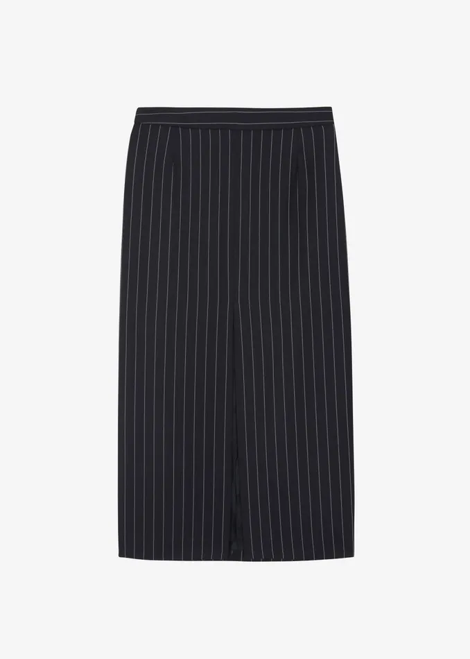 Women Holland Midi Slit Skirt 8211 BlackWhite Pinstripe The Frankie Shop Bottoms