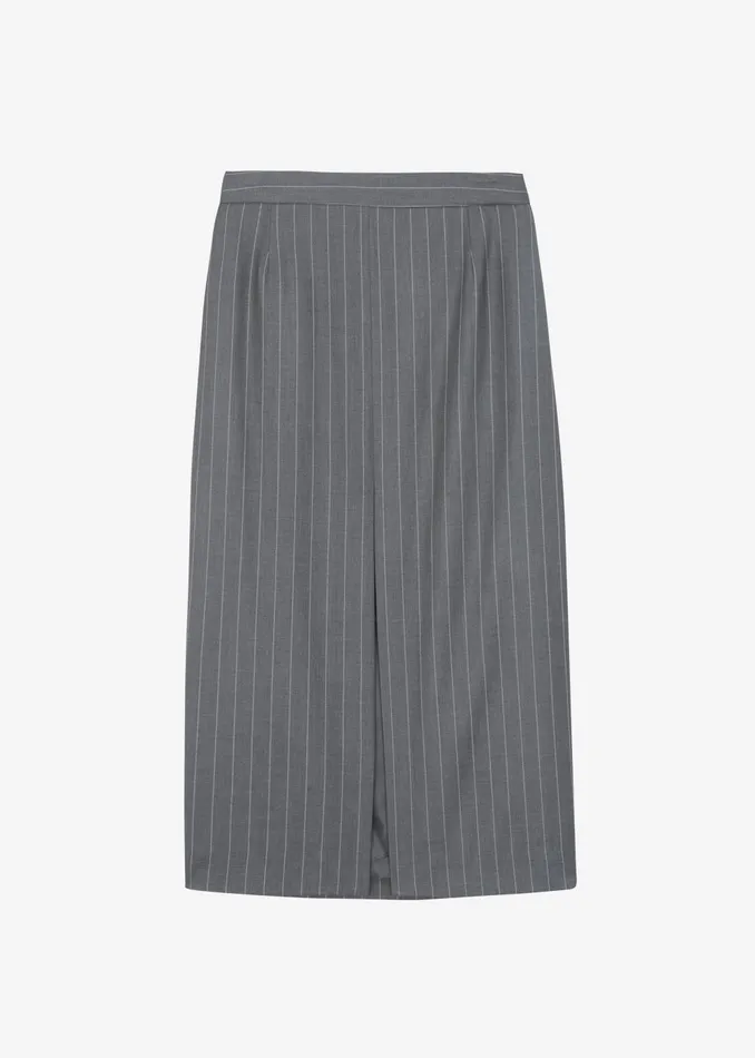 Women Holland Midi Slit Skirt 8211 CharcoalWhite Pinstripe The Frankie Shop Bottoms