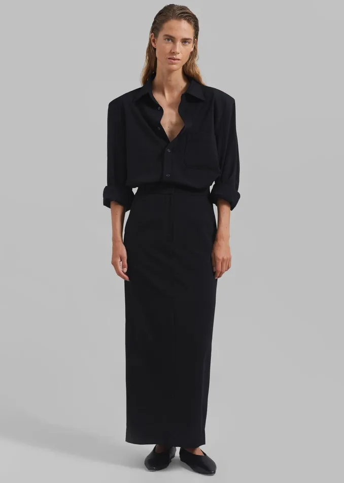 Women Hollis Back Slit Skirt 8211 Black The Frankie Shop Bottoms