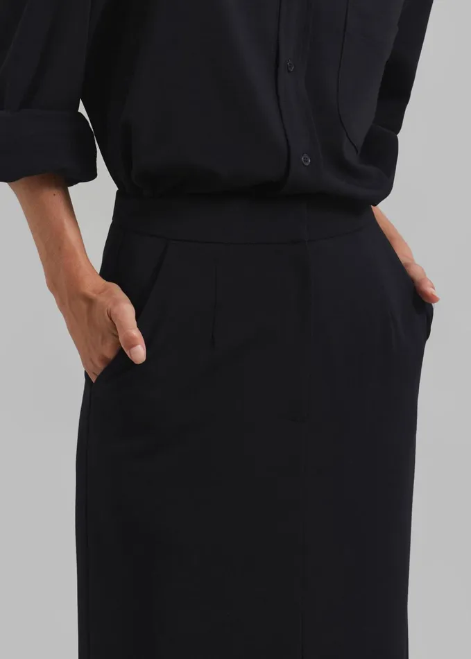 Women Hollis Back Slit Skirt 8211 Black The Frankie Shop Bottoms
