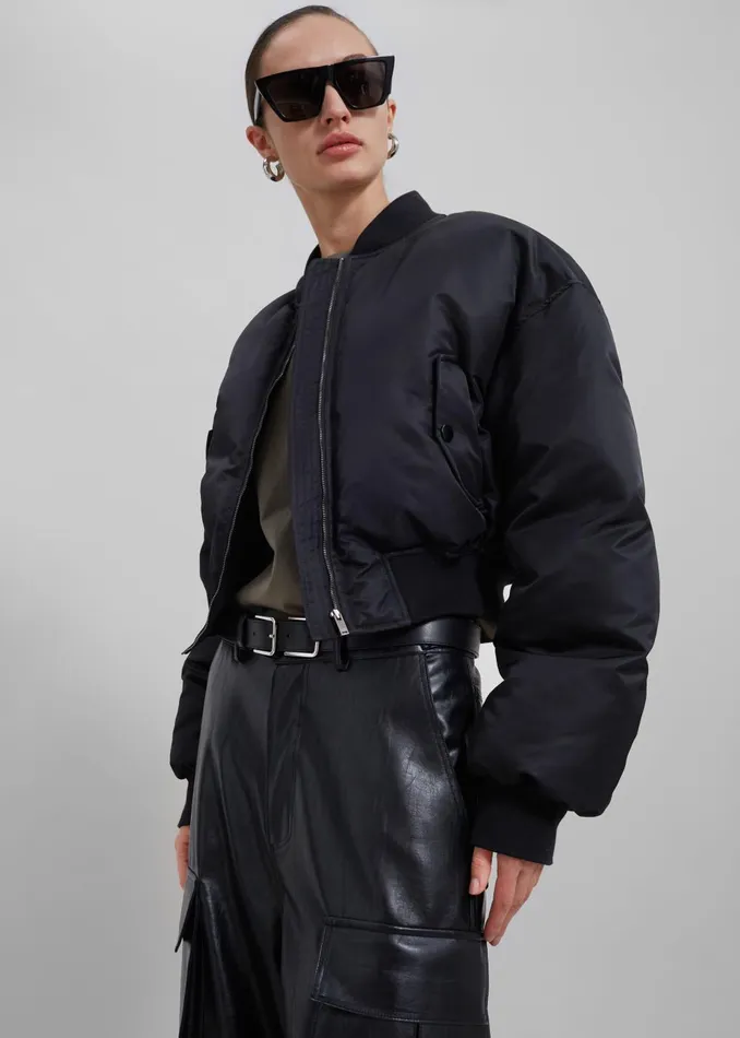 Women Houghton Cropped Bomber 8211 Black The Frankie Shop Outerwear