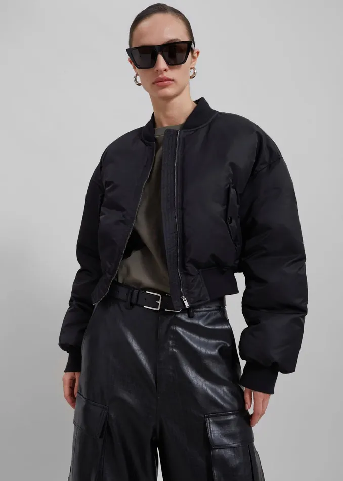 Women Houghton Cropped Bomber 8211 Black The Frankie Shop Outerwear