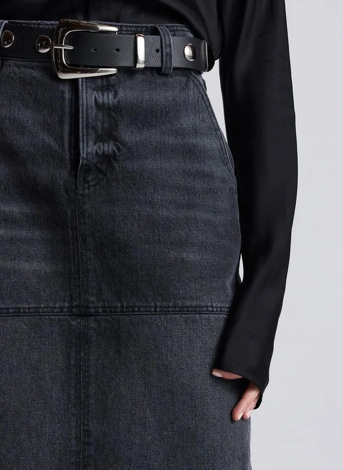 Women Hunter Denim Maxi Skirt Washed Black ALC Skirts