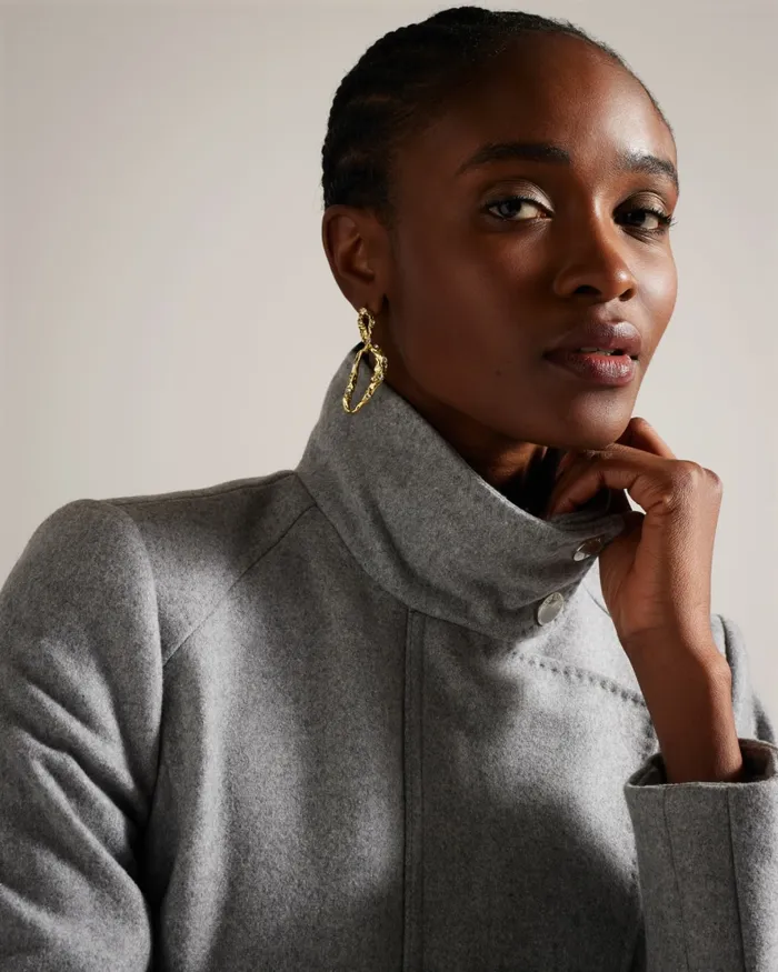 Women ICOMBIS 8211 Funnel Neck Wrap Coat Grey Ted Baker Coats and Jackets Women ICOMBIS 8211 Funnel Neck Wrap Coat Grey Ted Baker Coats and Jackets