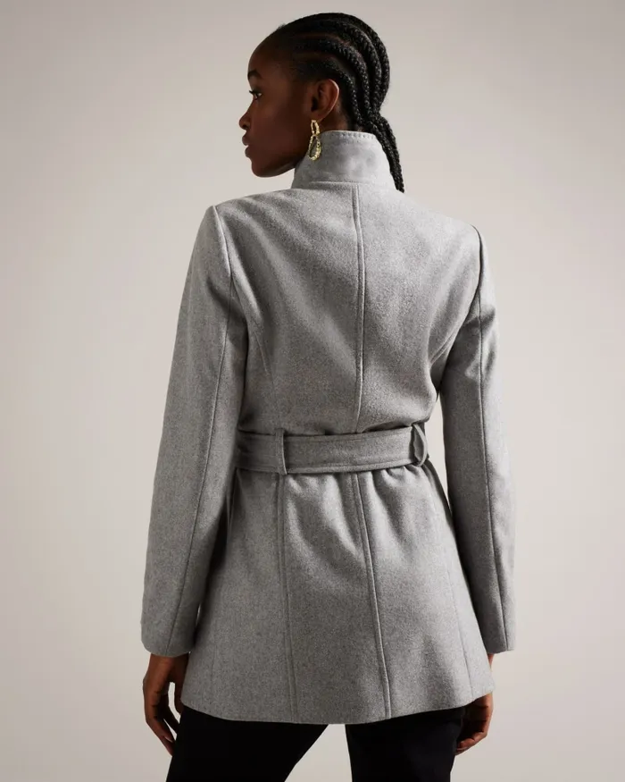 Women ICOMBIS 8211 Funnel Neck Wrap Coat Grey Ted Baker Coats and Jackets Women ICOMBIS 8211 Funnel Neck Wrap Coat Grey Ted Baker Coats and Jackets
