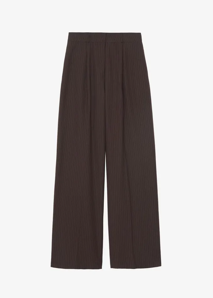 Women Ivey Pintuck Trousers 8211 BrownWhite Pinstripe The Frankie Shop Bottoms