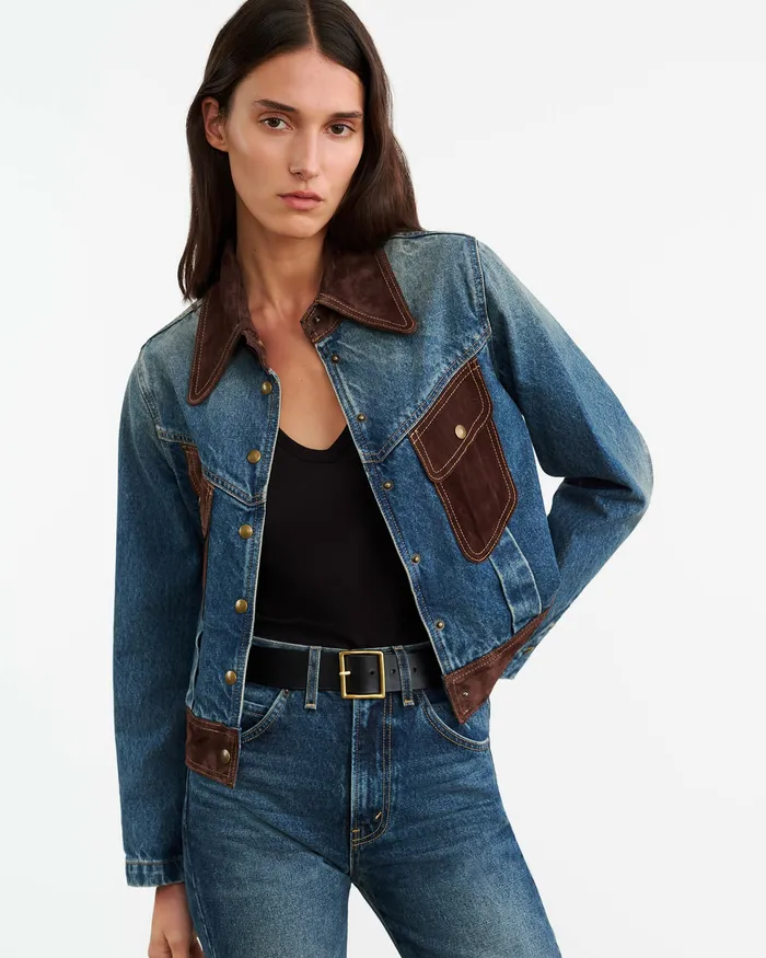 Women Jackets and Blazers Nili Lotan BROOKLYN DENIM JACKET Simon Wash