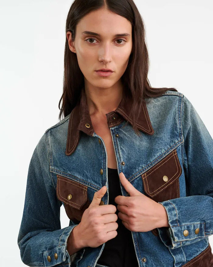 Women Jackets and Blazers Nili Lotan BROOKLYN DENIM JACKET Simon Wash