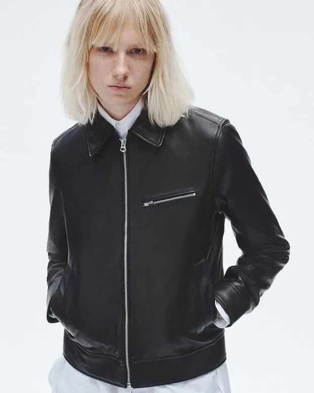 Women Jackets and Coats Rag and Bone Manon Leather Jacket Black