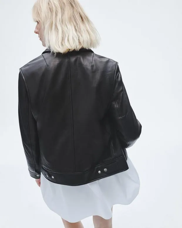 Women Jackets and Coats Rag and Bone Manon Leather Jacket Black