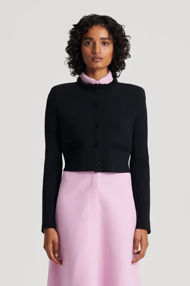 Women Jackets Scanlan Theodore CREPE KNIT DAISY CROP JACKET BLACK Women Jackets Scanlan Theodore CREPE KNIT DAISY CROP JACKET BLACK