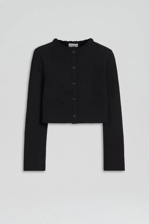 Women Jackets Scanlan Theodore CREPE KNIT DAISY CROP JACKET BLACK Women Jackets Scanlan Theodore CREPE KNIT DAISY CROP JACKET BLACK