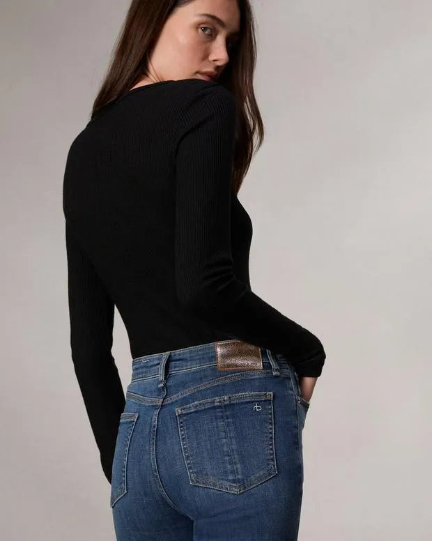 Women Jeans Rag and Bone Flexi Nina Full Length Skinny Jean Flexi Smooth and Sculpt Denim Willow